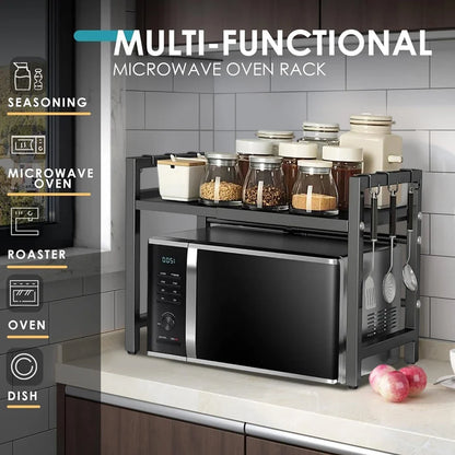 Microwave Oven Rack Adjustable Kitchen Microwave Stand with Cutting Boards Stand Kitchen Storage Rack Desktop Organization