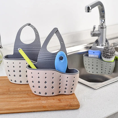 Home Storage Drain Basket Kitchen Sink Holder Adjustable Soap Sponge Shlf Hanging Drain Basket Bag Kitchen Accessories 2030