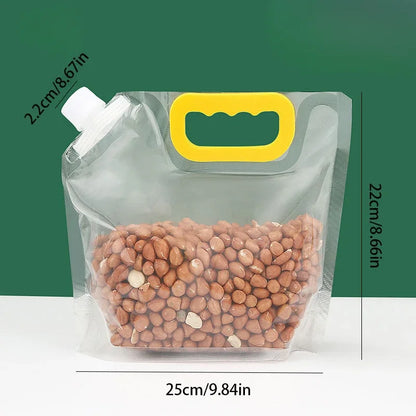 Portable Grain Storage Bag Airtight Containers With Handle Rotary Cover Large Capacity Grain Storage Pouch Fresh Keeping Bags