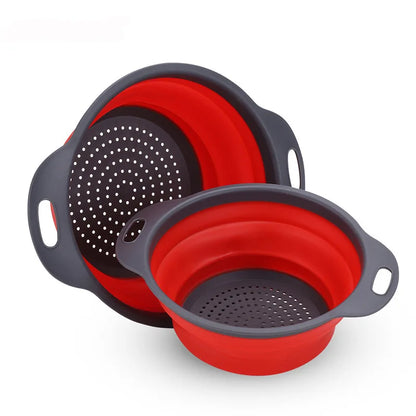 Silicone Vegetable and Fruit Cleaning and Drainage Basket  Cleaning Basket 1PCS Folding Water Filter Net Kitchen Gadgets
