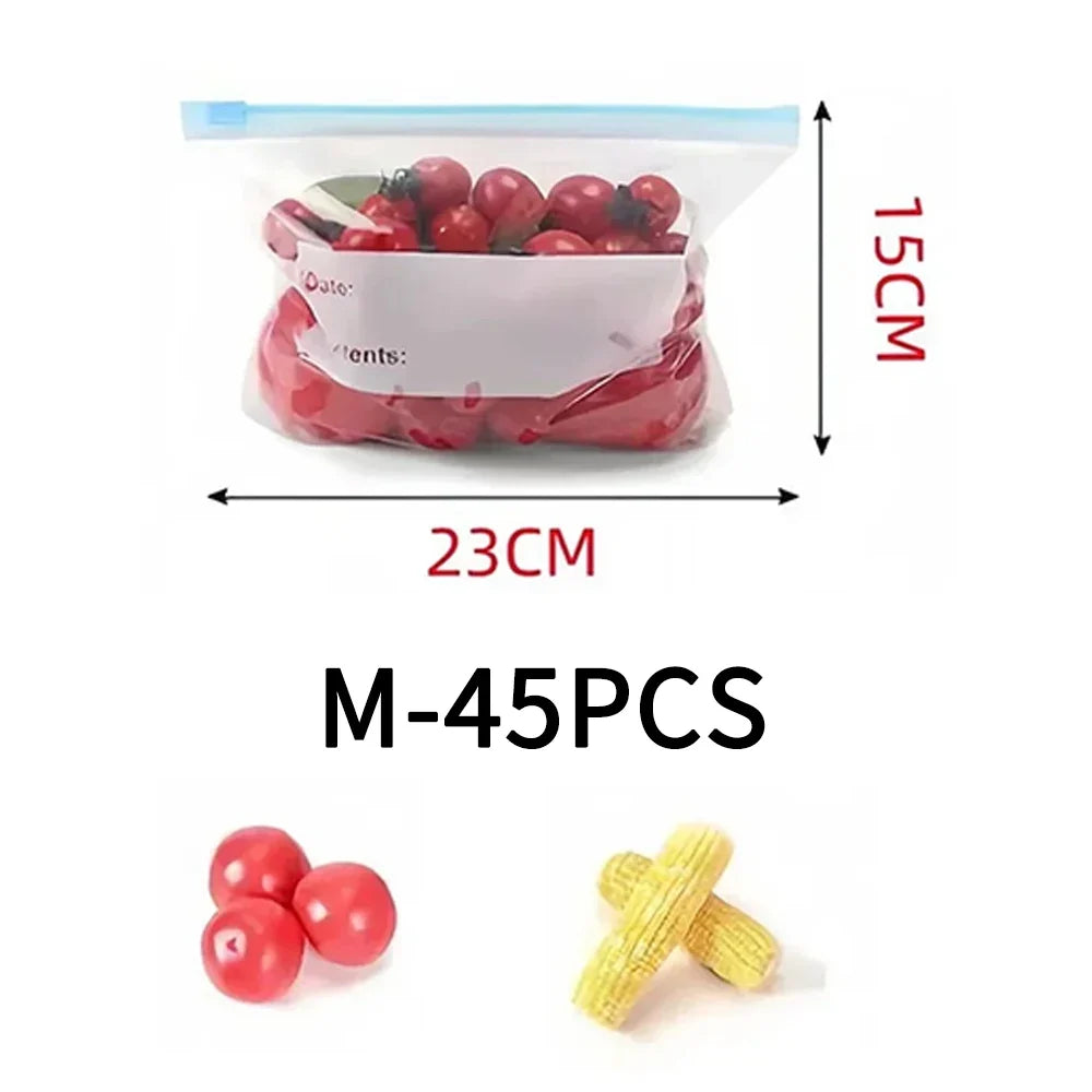 Reusable Food Storage Bags with Zipper, Leak-Proof & Airtight Kitchen Freshness Bags ,Refrigerator Fresh Wrap