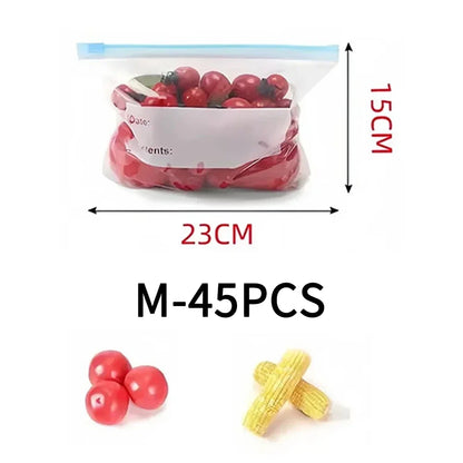 Reusable Food Storage Bags with Zipper, Leak-Proof & Airtight Kitchen Freshness Bags ,Refrigerator Fresh Wrap