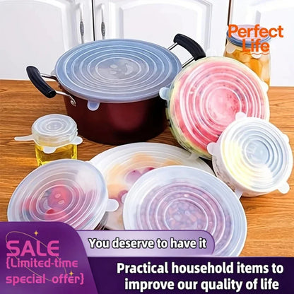 Kitchen Microwave Food Covers Bowl Caps Elastic Silicone Lid Cap Universal Adaptable Lids Silicone Cover Stretch Lids
