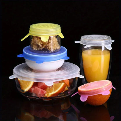 Kitchen Microwave Food Covers Bowl Caps Elastic Silicone Lid Cap Universal Adaptable Lids Silicone Cover Stretch Lids