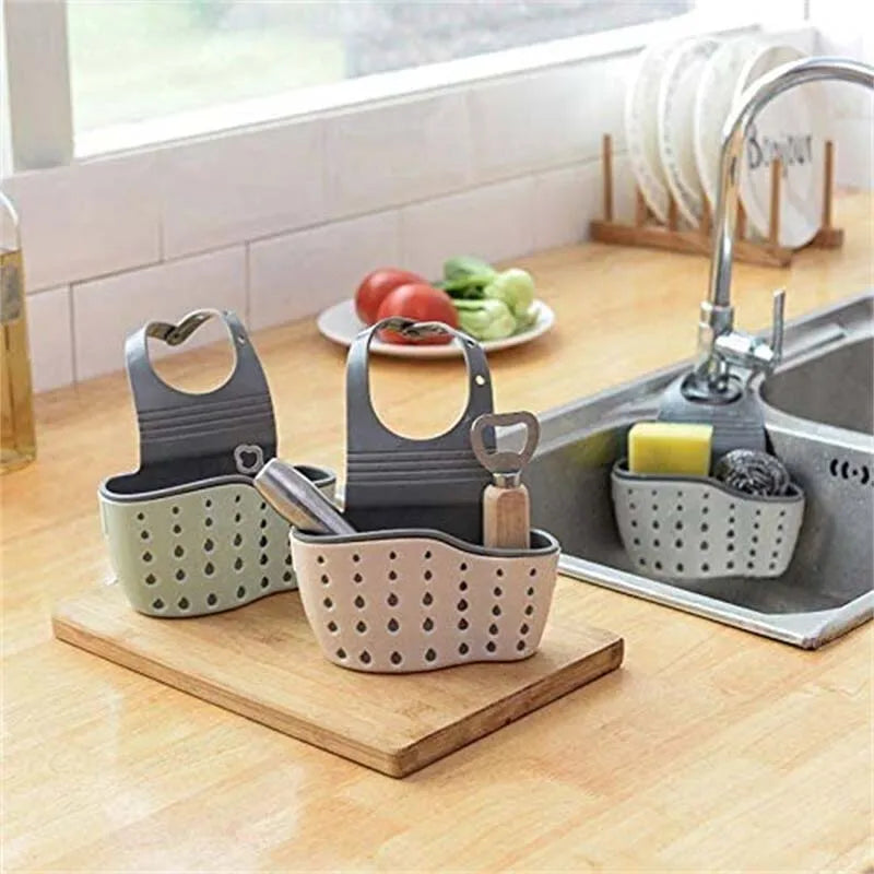 Adjustable Kitchen Sink Draining Hanging Basket Rubber Sink Bag Soap Sponge Shelf Faucet Holder - Bathroom Accessory