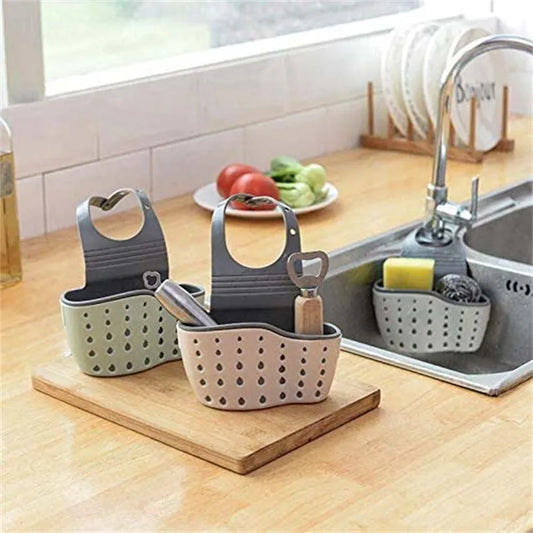 Adjustable Kitchen Sink Draining Hanging Basket Rubber Sink Bag Soap Sponge Shelf Faucet Holder - Bathroom Accessory