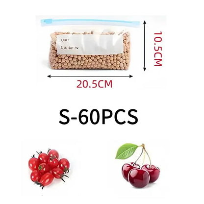 Reusable Food Storage Bags with Zipper, Leak-Proof & Airtight Kitchen Freshness Bags ,Refrigerator Fresh Wrap