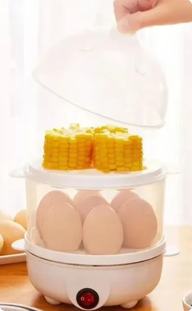 Multifunctional Egg Boiler Electric Egg Steamer Cooking Breakfast Machine Double Layers Egg Cooker Mini Steamer Poacher Kitchen