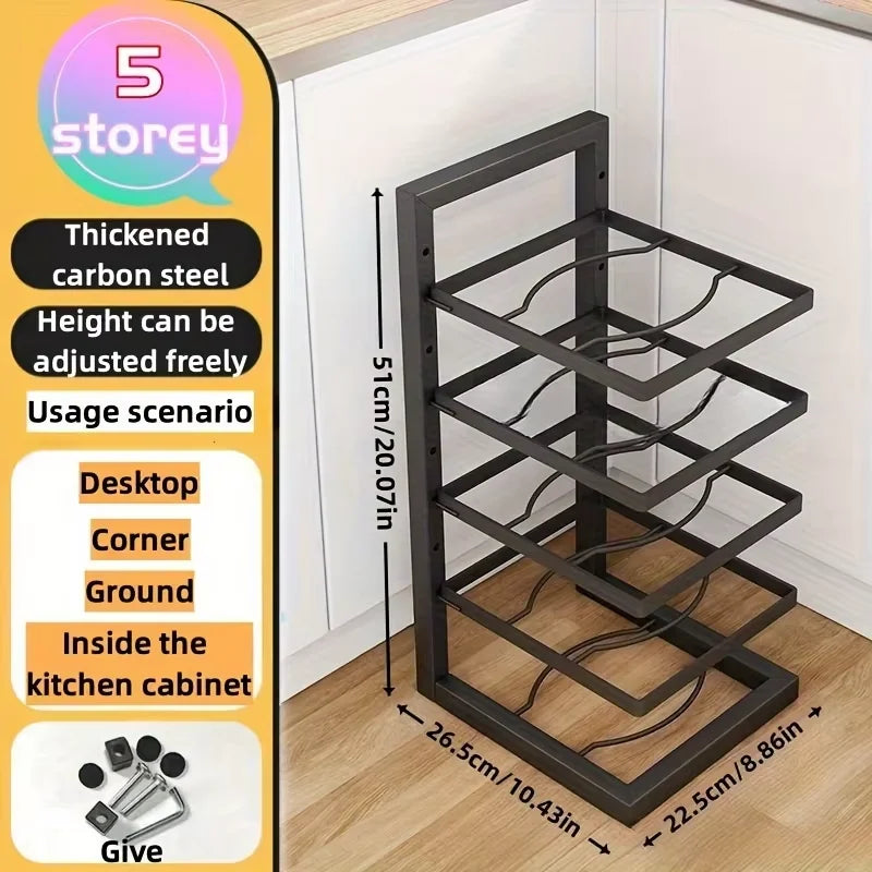 Pot and Pan Organizer Rack for under Cabinet Heavy Duty Pot Pan Rack under Sink Organizers and Storage Height Adjustable Cookwar