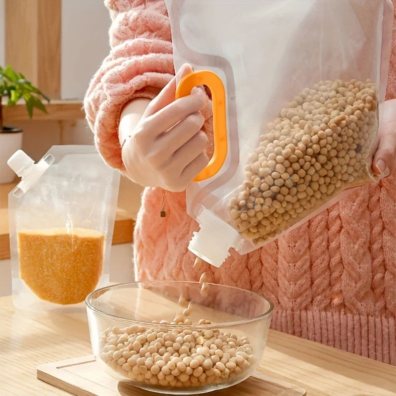 Portable Grain Storage Bag Airtight Containers With Handle Rotary Cover Large Capacity Grain Storage Pouch Fresh Keeping Bags