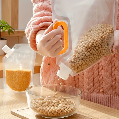 Portable Grain Storage Bag Airtight Containers With Handle Rotary Cover Large Capacity Grain Storage Pouch Fresh Keeping Bags