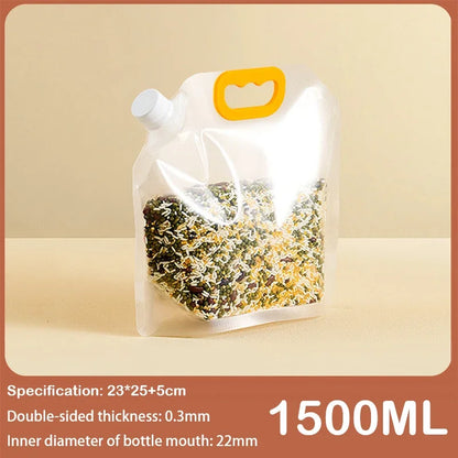 Portable Grain Storage Bag Airtight Containers With Handle Rotary Cover Large Capacity Grain Storage Pouch Fresh Keeping Bags