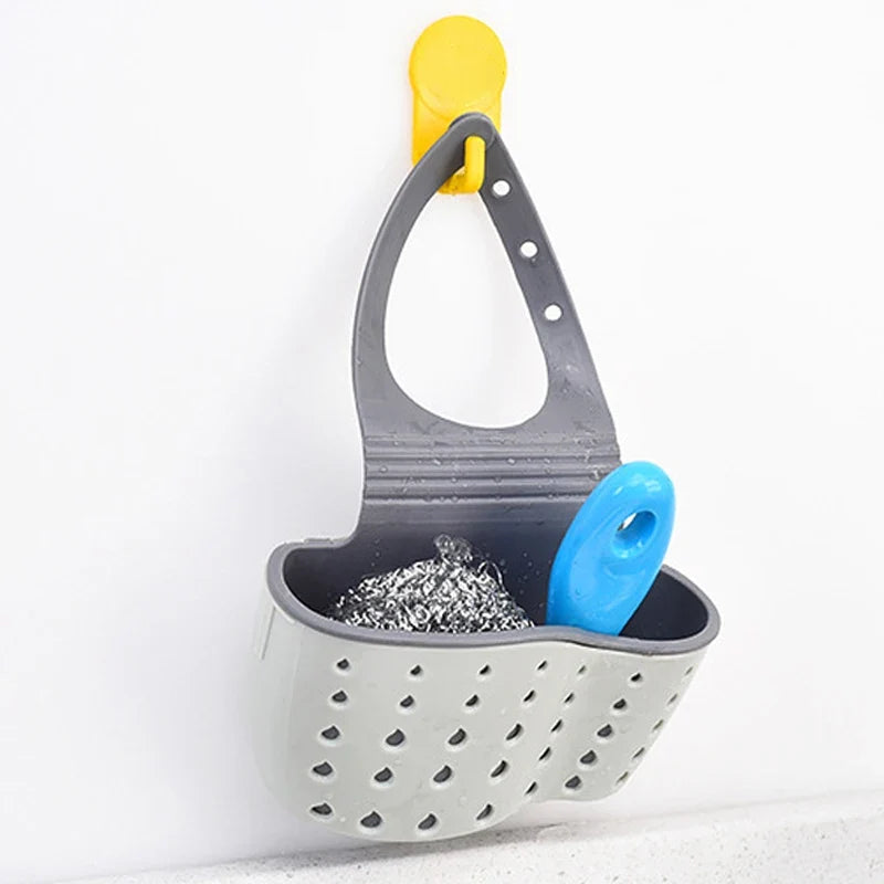 Home Storage Drain Basket Kitchen Sink Holder Adjustable Soap Sponge Shlf Hanging Drain Basket Bag Kitchen Accessories 2030