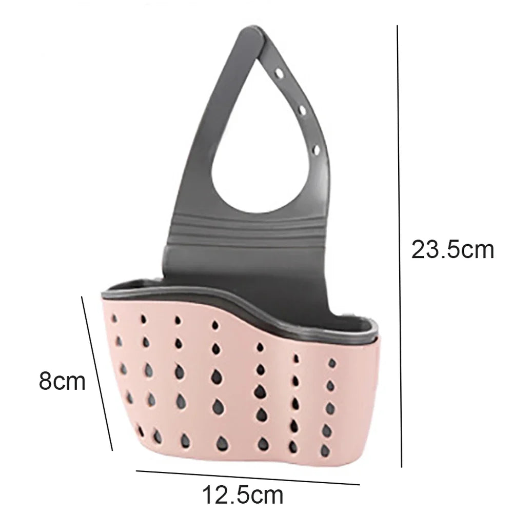Home Storage Drain Basket Kitchen Sink Holder Adjustable Soap Sponge Shlf Hanging Drain Basket Bag Kitchen Accessories 2030