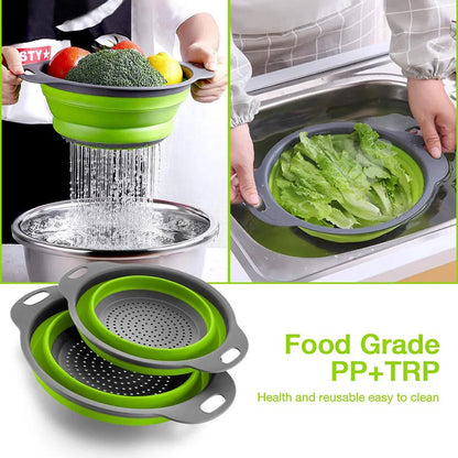 Silicone Vegetable and Fruit Cleaning and Drainage Basket  Cleaning Basket 1PCS Folding Water Filter Net Kitchen Gadgets