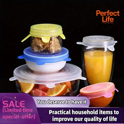 Kitchen Microwave Food Covers Bowl Caps Elastic Silicone Lid Cap Universal Adaptable Lids Silicone Cover Stretch Lids