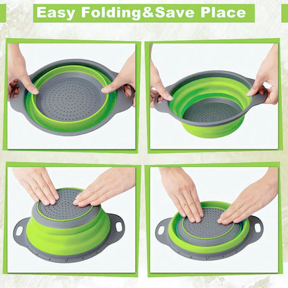 Silicone Vegetable and Fruit Cleaning and Drainage Basket  Cleaning Basket 1PCS Folding Water Filter Net Kitchen Gadgets