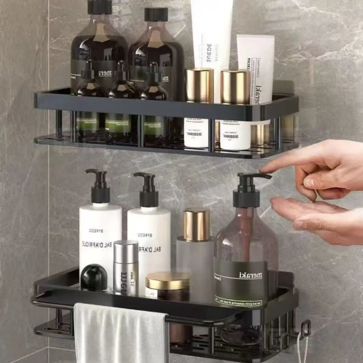 Bathroom Shelf No Drill Wall Mounted Shampoo Bottle Shower Corner Rack Toilet Storage Rack Aluminum Bathroom Kitchen Accessories