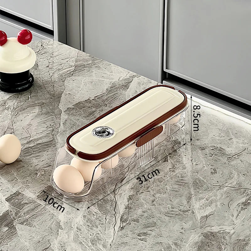 1PCS Home Refrigerator Egg Storage Box Automatic Rolling Eggs Holder Rack Egg Roller Organizer Kitchen Countertop Egg Shelf