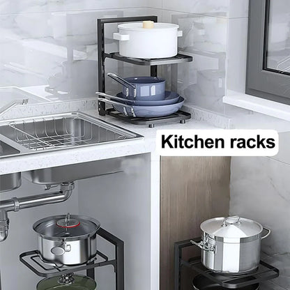 Pot and Pan Organizer Rack for under Cabinet Heavy Duty Pot Pan Rack under Sink Organizers and Storage Height Adjustable Cookwar