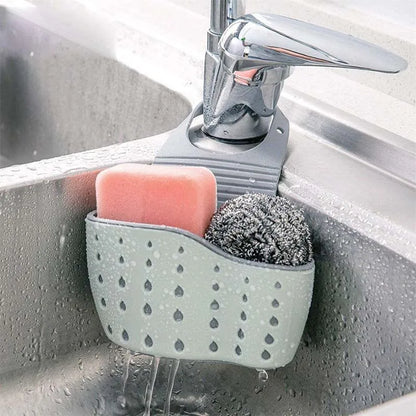 Adjustable Kitchen Sink Draining Hanging Basket Rubber Sink Bag Soap Sponge Shelf Faucet Holder - Bathroom Accessory
