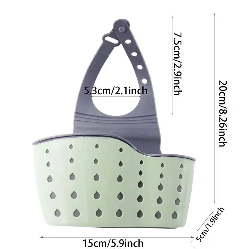 Adjustable Kitchen Sink Draining Hanging Basket Rubber Sink Bag Soap Sponge Shelf Faucet Holder - Bathroom Accessory
