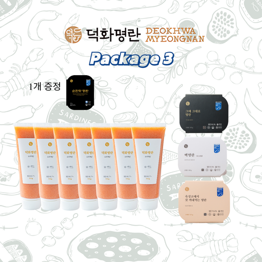 Package 3: Deokhwa Pollack Roe  덕화명란 세일 - 튜브 명란 7개 + 시그니처 3개