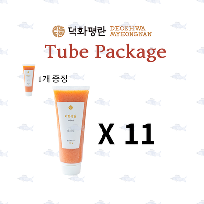 Deokhwa Pollack Roe Tube Package:  덕화 명란 세일  - 튜브 명란 11개 +|튜브 1개 증정