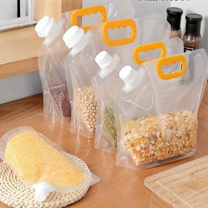Portable Grain Storage Bag Airtight Containers With Handle Rotary Cover Large Capacity Grain Storage Pouch Fresh Keeping Bags