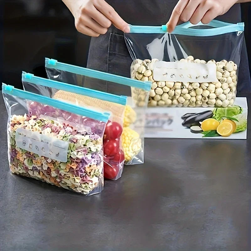 Reusable Food Storage Bags with Zipper, Leak-Proof & Airtight Kitchen Freshness Bags ,Refrigerator Fresh Wrap