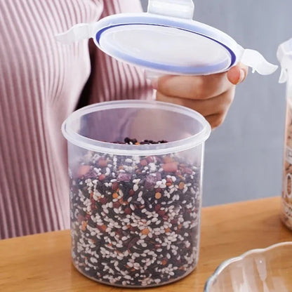 Plastic Sealed Tank Large Capacity Crisper Kitchen Organize Grain Storage Box with Scale Sealed Box Clear Jar Spice Container