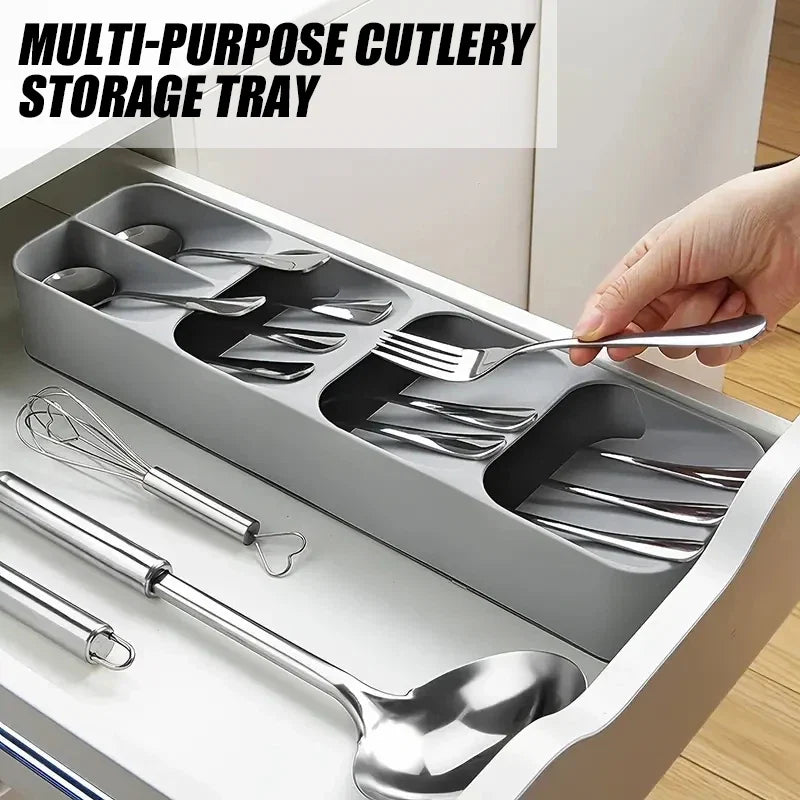 Multi-purpose Cutlery Storage Tray Cutlery Fork Spoon Compartmentalized Storage Box Kitchen Tableware Categorized Storage Boxes
