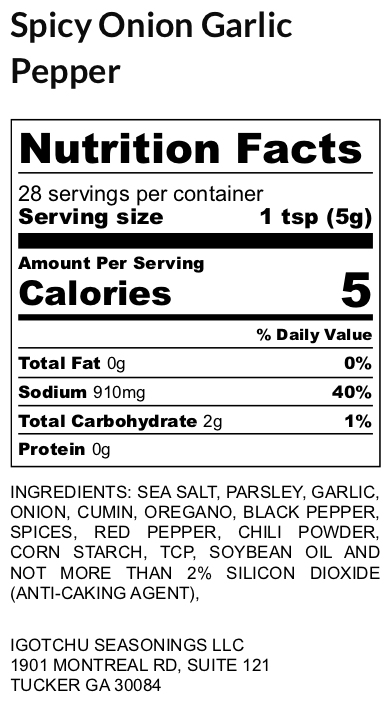Igotchu Spicy Onion Garlic Pepper seasoning