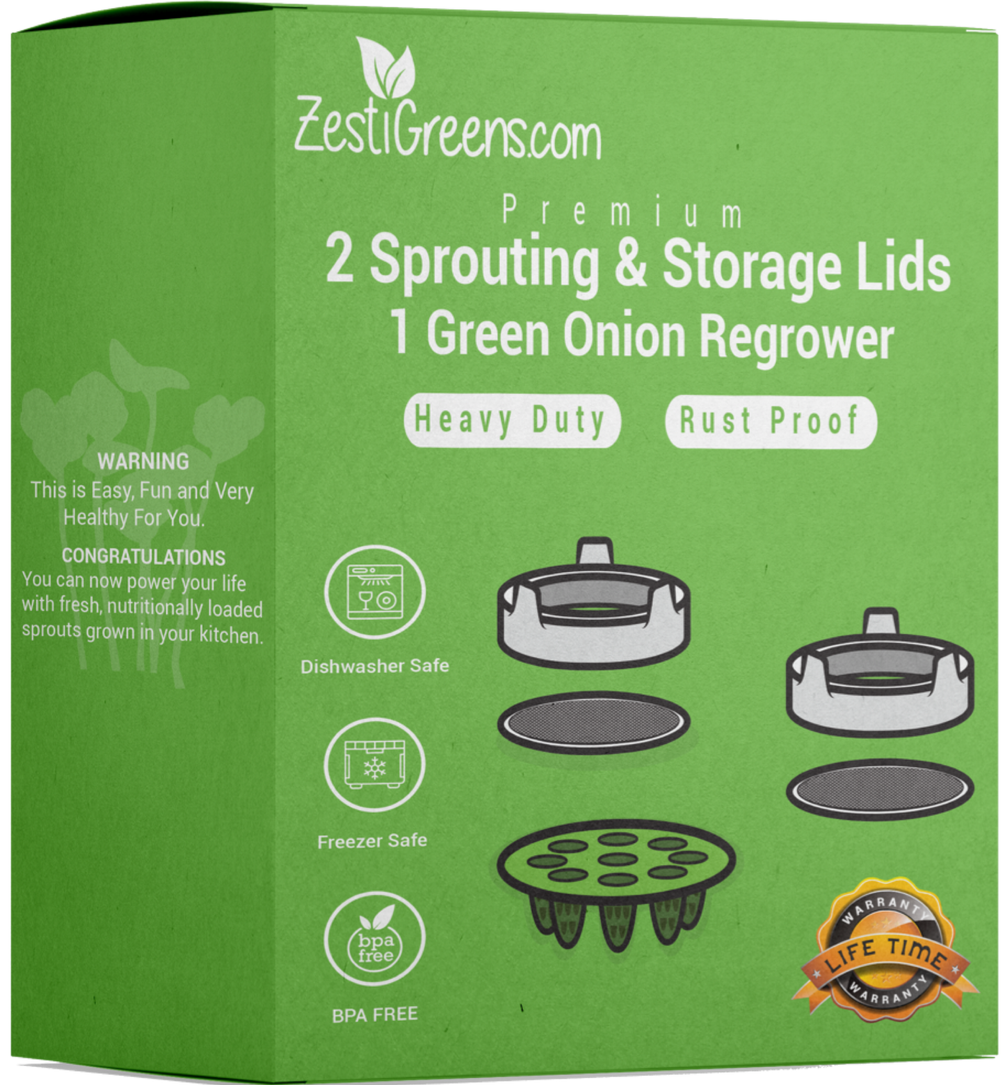 Sprouting Lids & Green Onion Regrower for Wide Mouth Mason Jars. Sprouts Growing Kit for Bean Sprouts, Broccoli Organic Sprouts