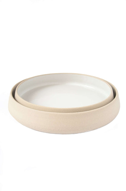 Handmade Stoneware Dinner Plates with High Sides