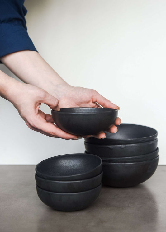 Black Mini Bowl - Handmade Stoneware Black Matte Sauce Bowl - MEALTONES