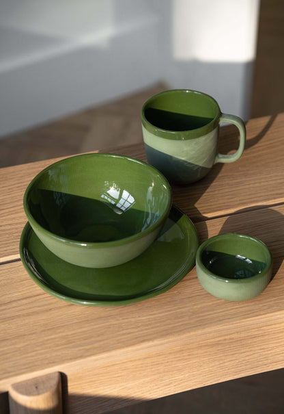 Handmade Porcelain Sauce Bowl. Green