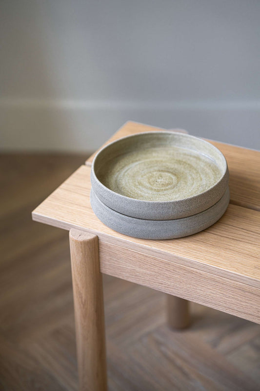 Stoneware Salad Plates with High Sides "Concrete" - MEALTONES