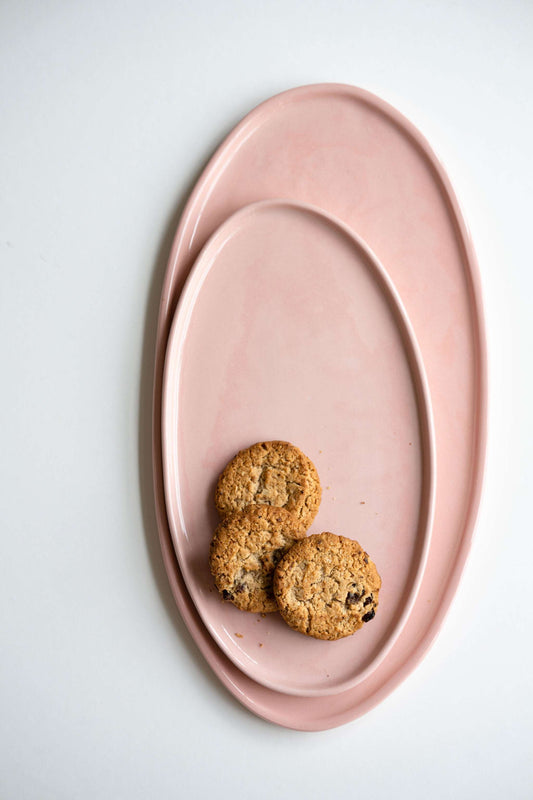 Handmade Porcelain Oval Platter. Powder Pink - MEALTONES