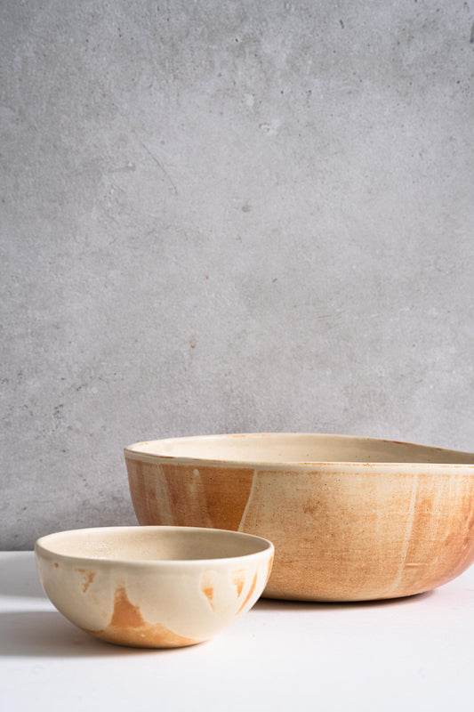 Beige Matte Stoneware Salad Serving Bowl - MEALTONES