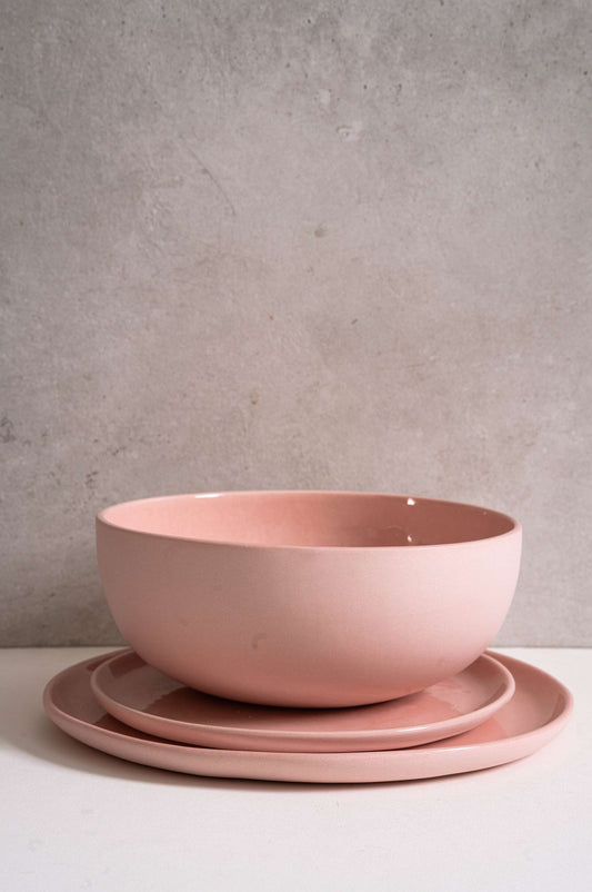 Handmade Porcelain Salad Serving Bowl. Powder Pink - MEALTONES