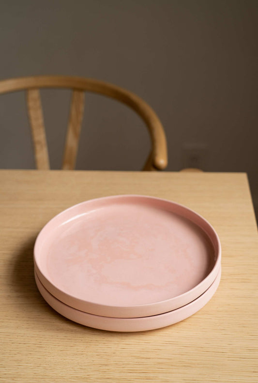 Handmade High-sided Porcelain Dinner Plate. Powder Pink - MEALTONES