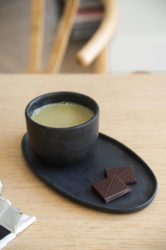 Black Matte Stoneware Oval Serving Platter - MEALTONES