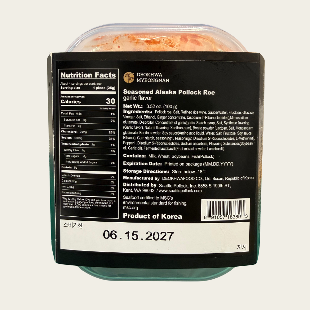 Deokhwa Original Pollock Roe(Garlic Flavor) 덕화 갈릭맛 명란 100g