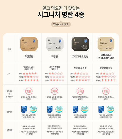 Package 2: Deokhwa Pollack Roe  덕화명란 세일 - 튜브 명란 3개 + 시그니처 6개 +사은품 맛 명란 (무작위)