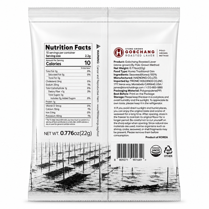 [Haenong] Pole-Raised Gopchang Dol Gim Seaweed (10 Sheets, 22g, 0.78 oz)