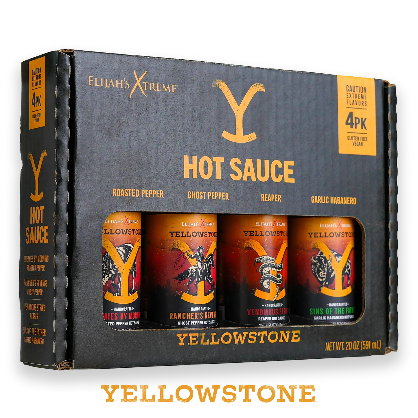 Yellowstone Hot Sauce Variety Pack 4 Bottles