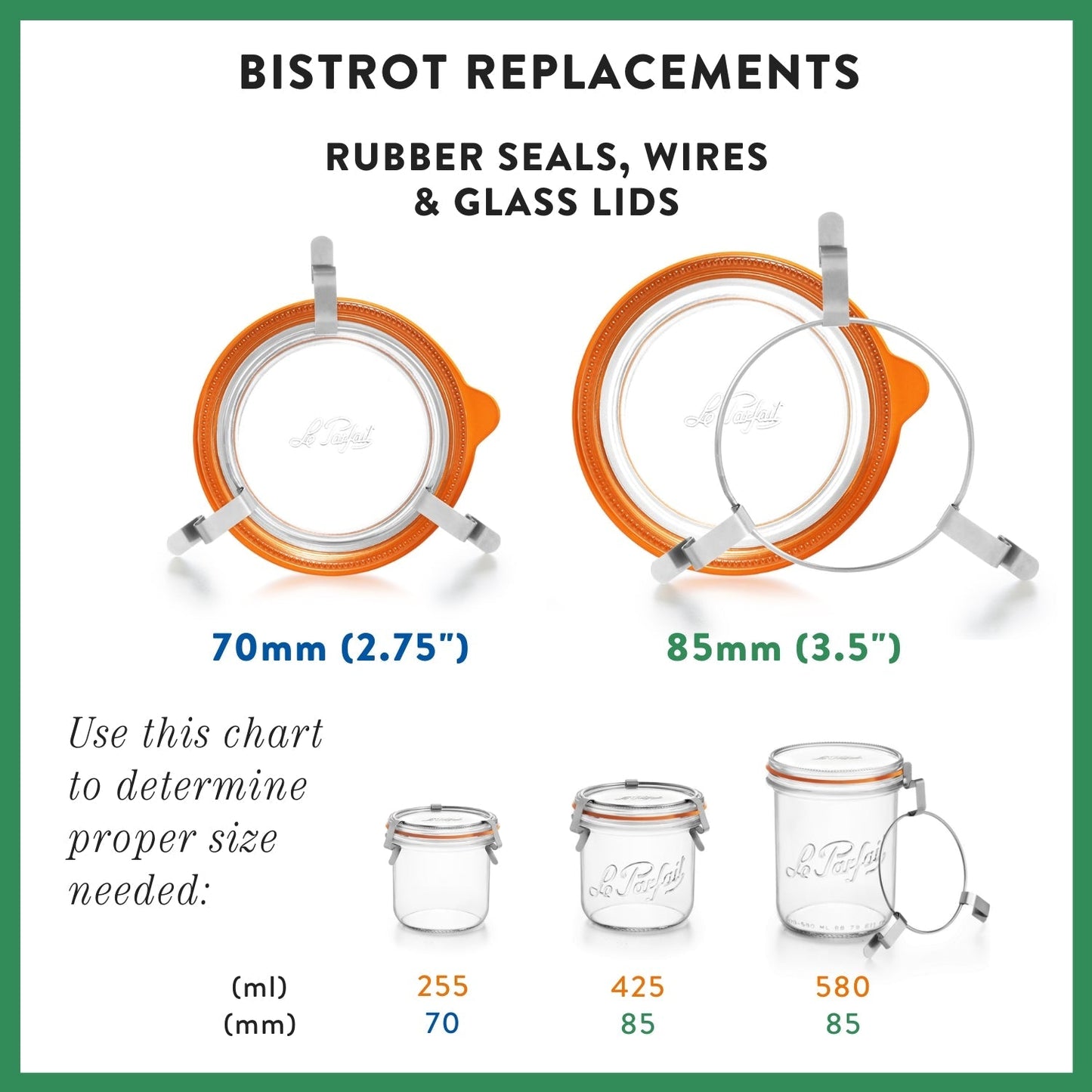 Le Parfait Bistrot, French Glass Jars with Airtight Clip Lids for Canning and Serving