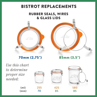 Le Parfait Bistrot, French Glass Jars with Airtight Clip Lids for Canning and Serving