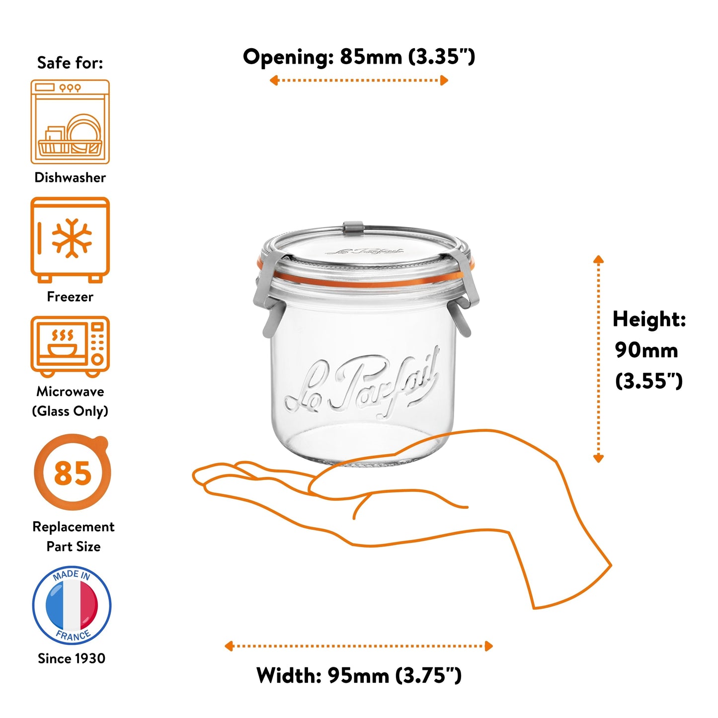 Le Parfait Bistrot, French Glass Jars with Airtight Clip Lids for Canning and Serving
